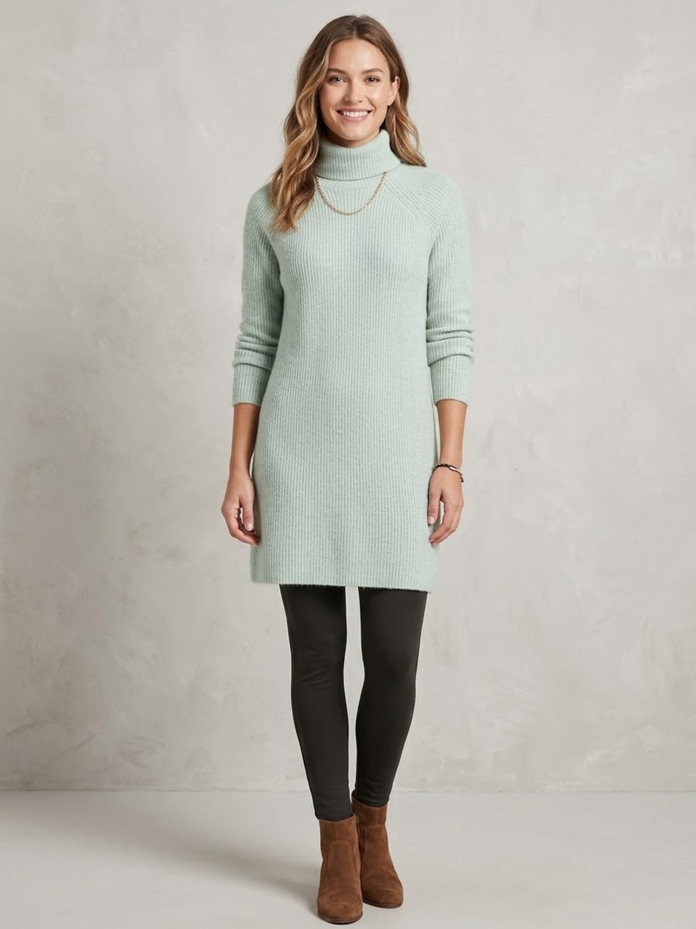 The Limited Mint Green Turtleneck Sweater Dress